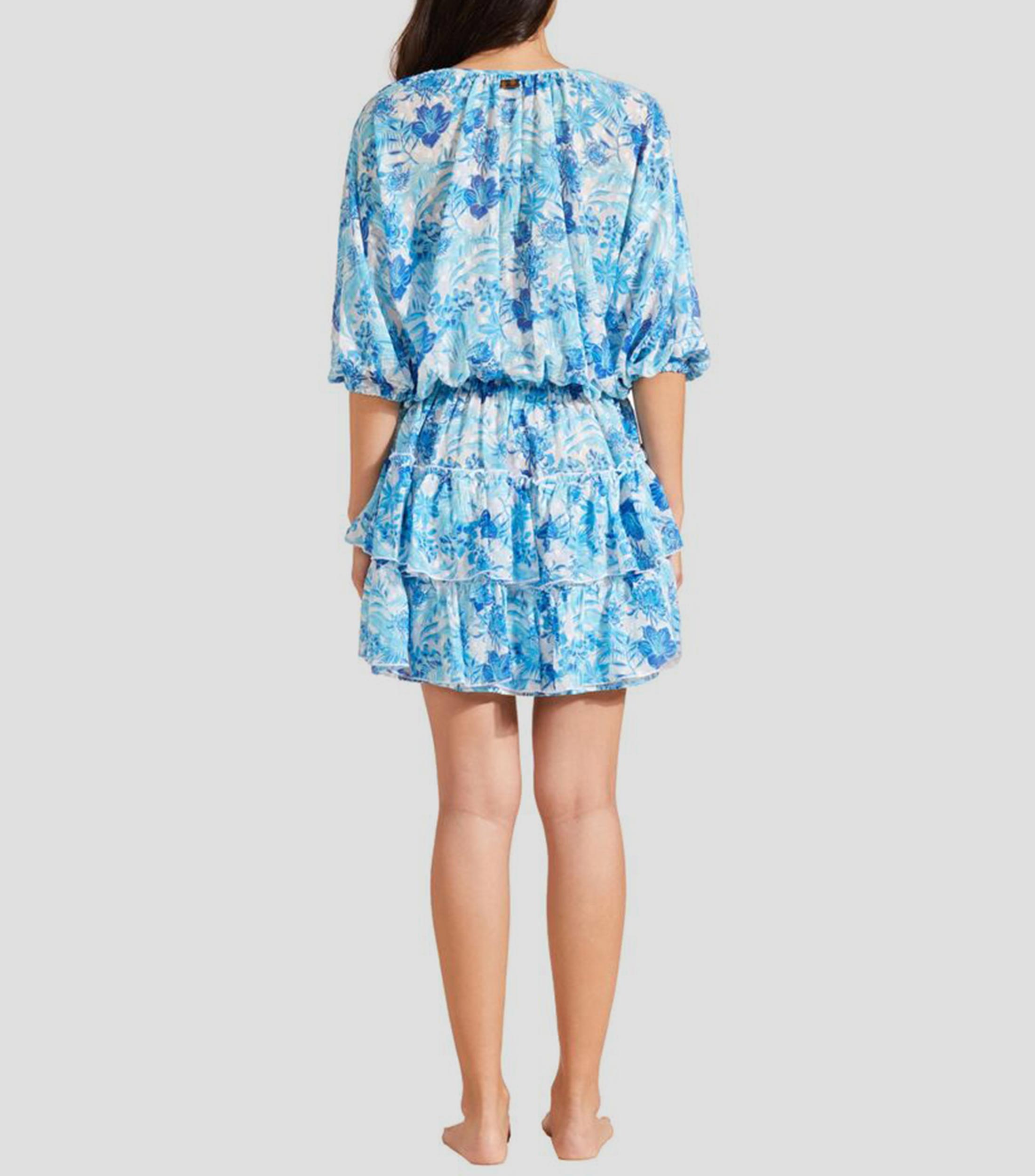 Vestido mini con manga 3,4 estampado Mujer